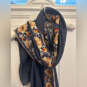 Exquisite Embroidered Floral Shawl Wrap ✨Kashmiri Style ✨Sheer